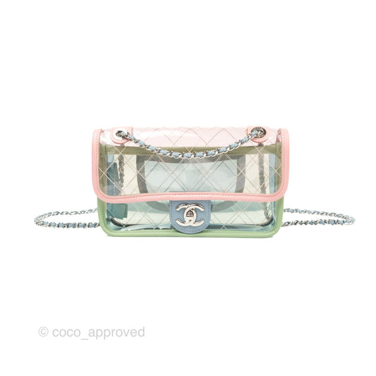Chanel Mini Coco Splash Flap Bag PVC Lambskin Pink/Blue/Green Silver Hardware