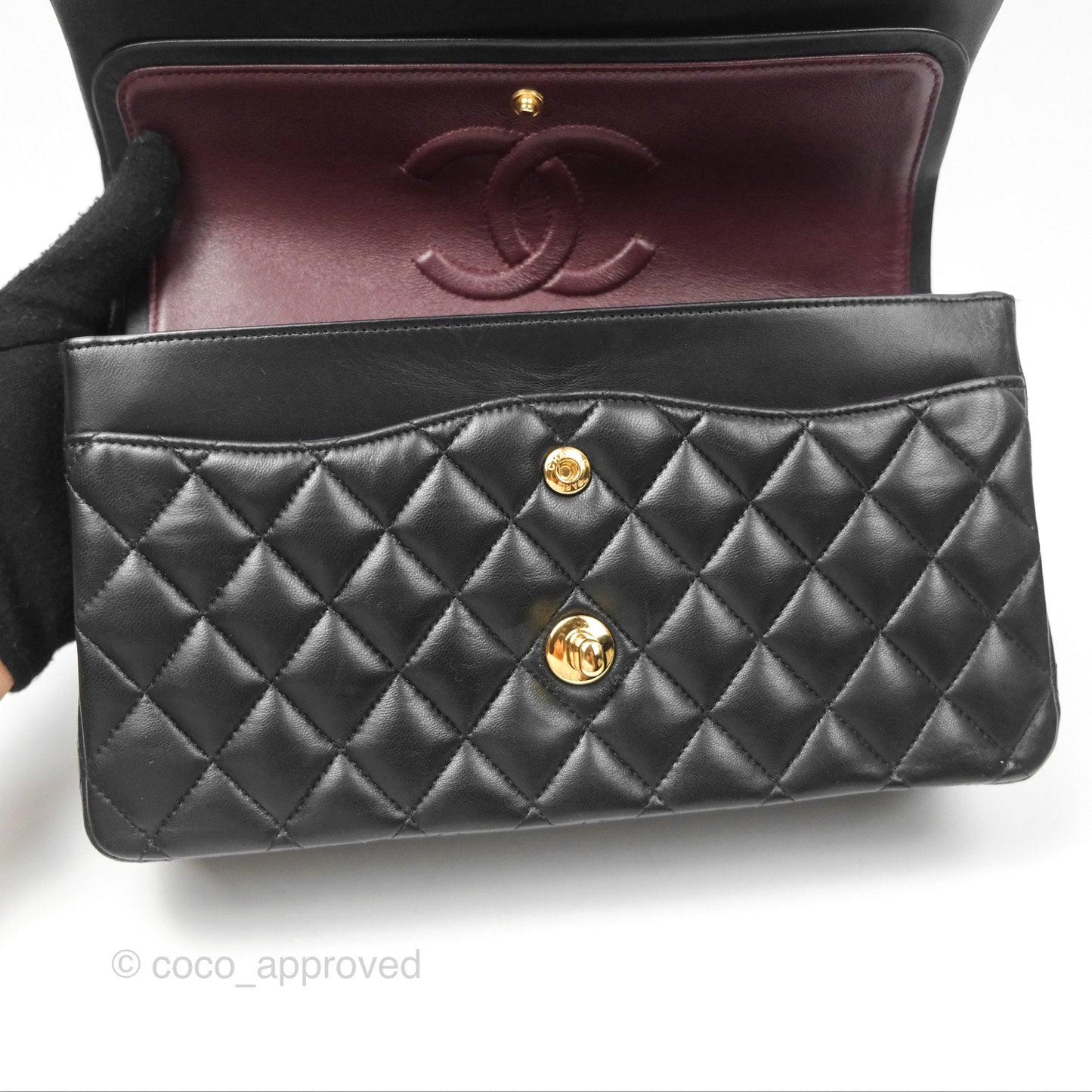 Chanel Classic M/L Medium Flap Quilted Black Lambskin Gold Hardware