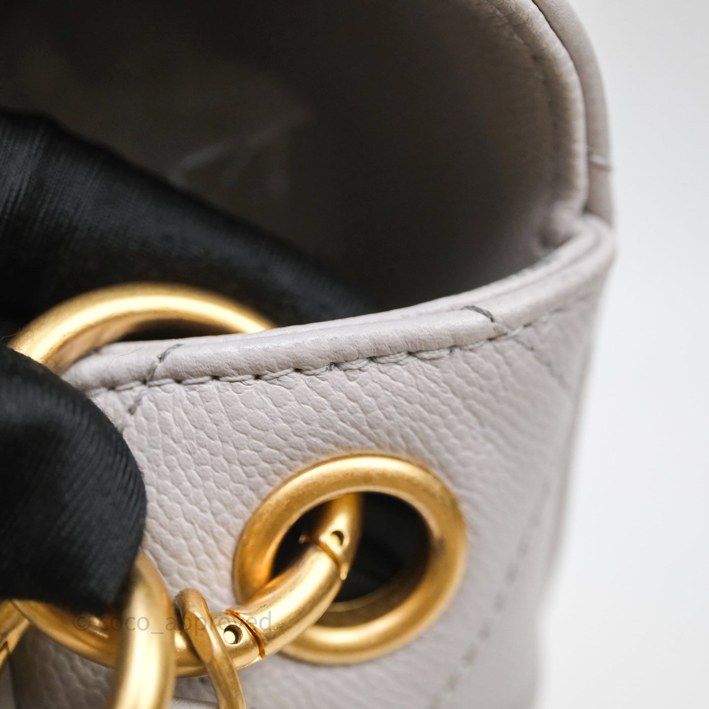 Chanel Double Pocket Hobo Bag Grey Caviar Aged Gold Hardware