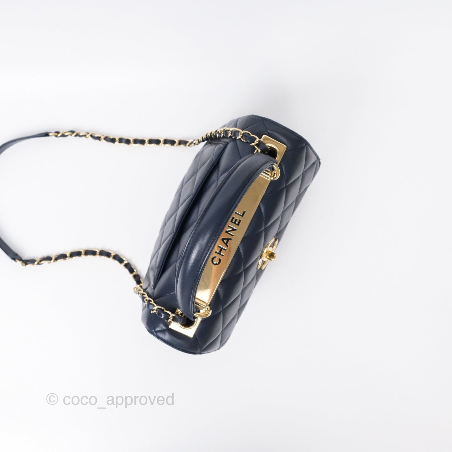 Chanel Small Trendy CC Navy Lambskin Gold Hardware