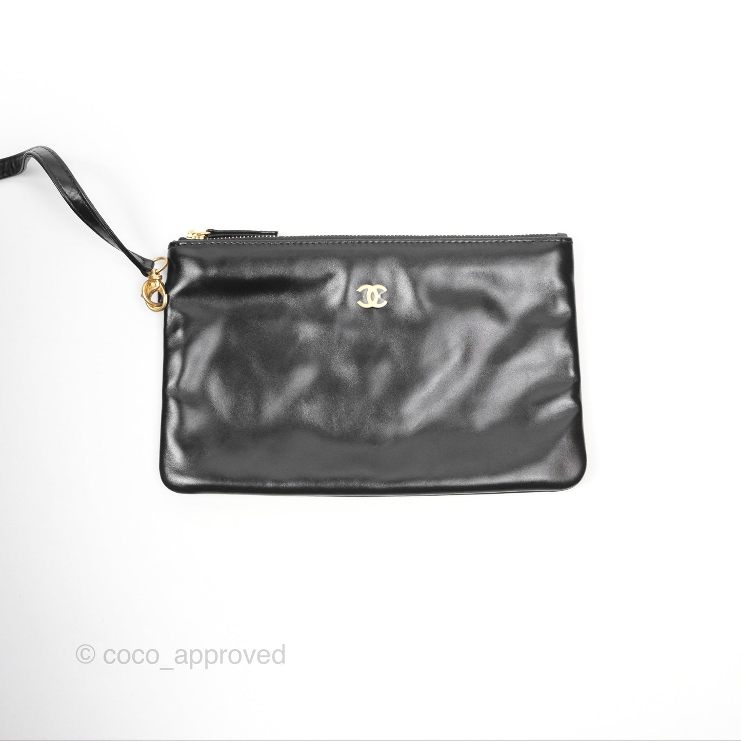 Chanel 22 Small Black Shiny Calfskin Aged Gold Hardware