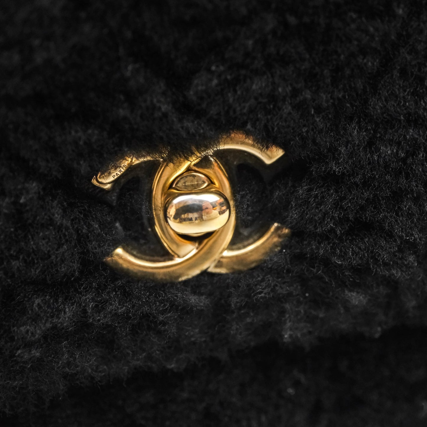Chanel Small Coco Handle Shearling Black Gold Hardware