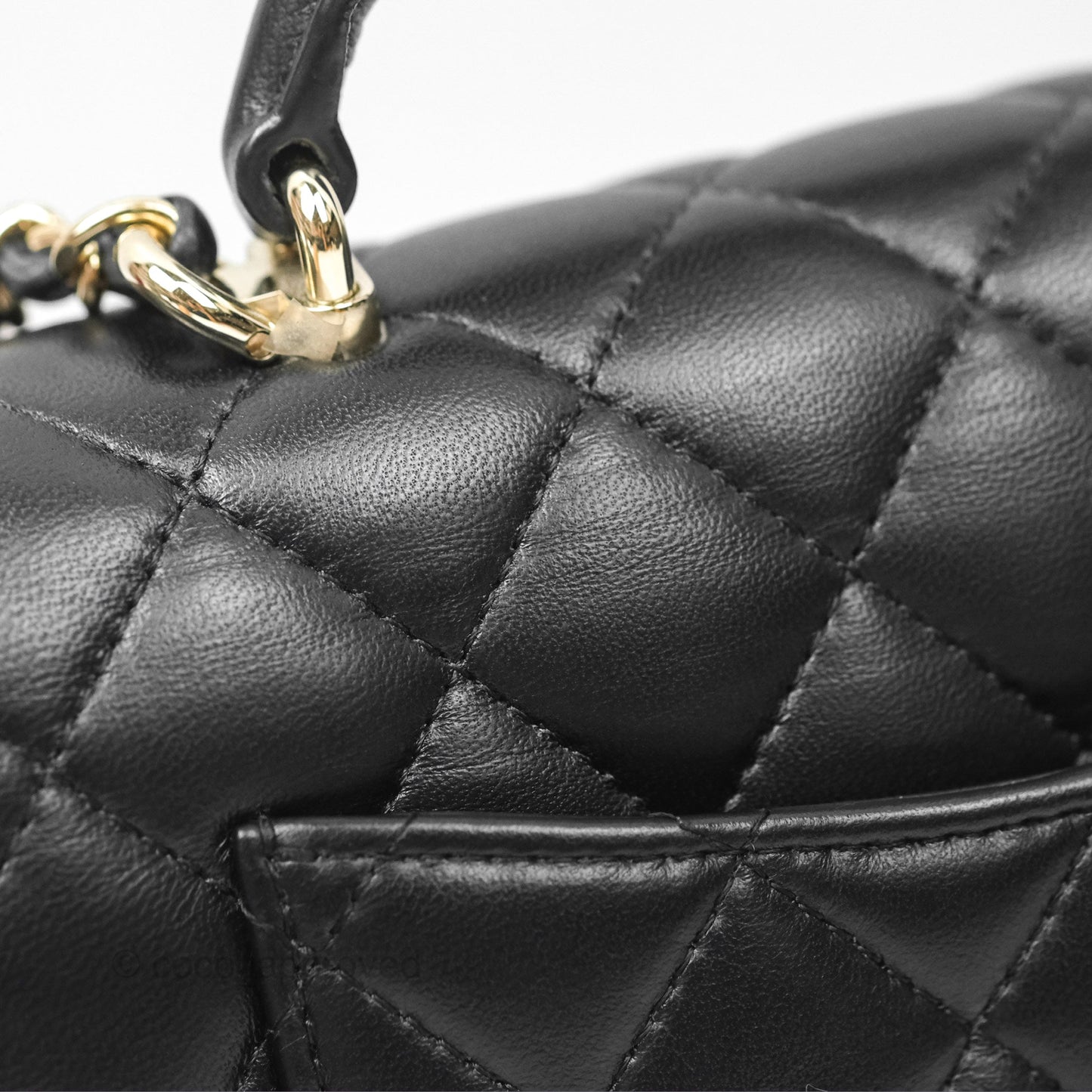 Chanel Top Handle Mini Rectangular Flap Bag Black Lambskin Gold Hardware