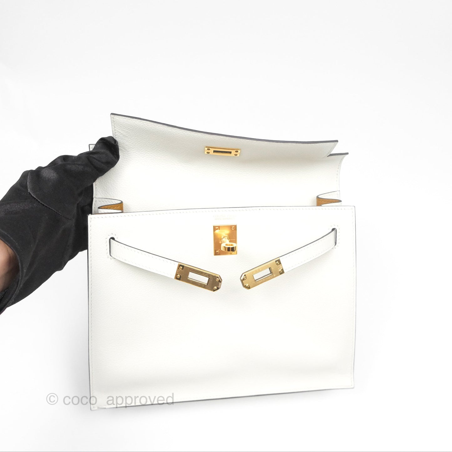 Hermès Kelly Danse II Bag Blanc/Kraft Evercolor Gold Hardware