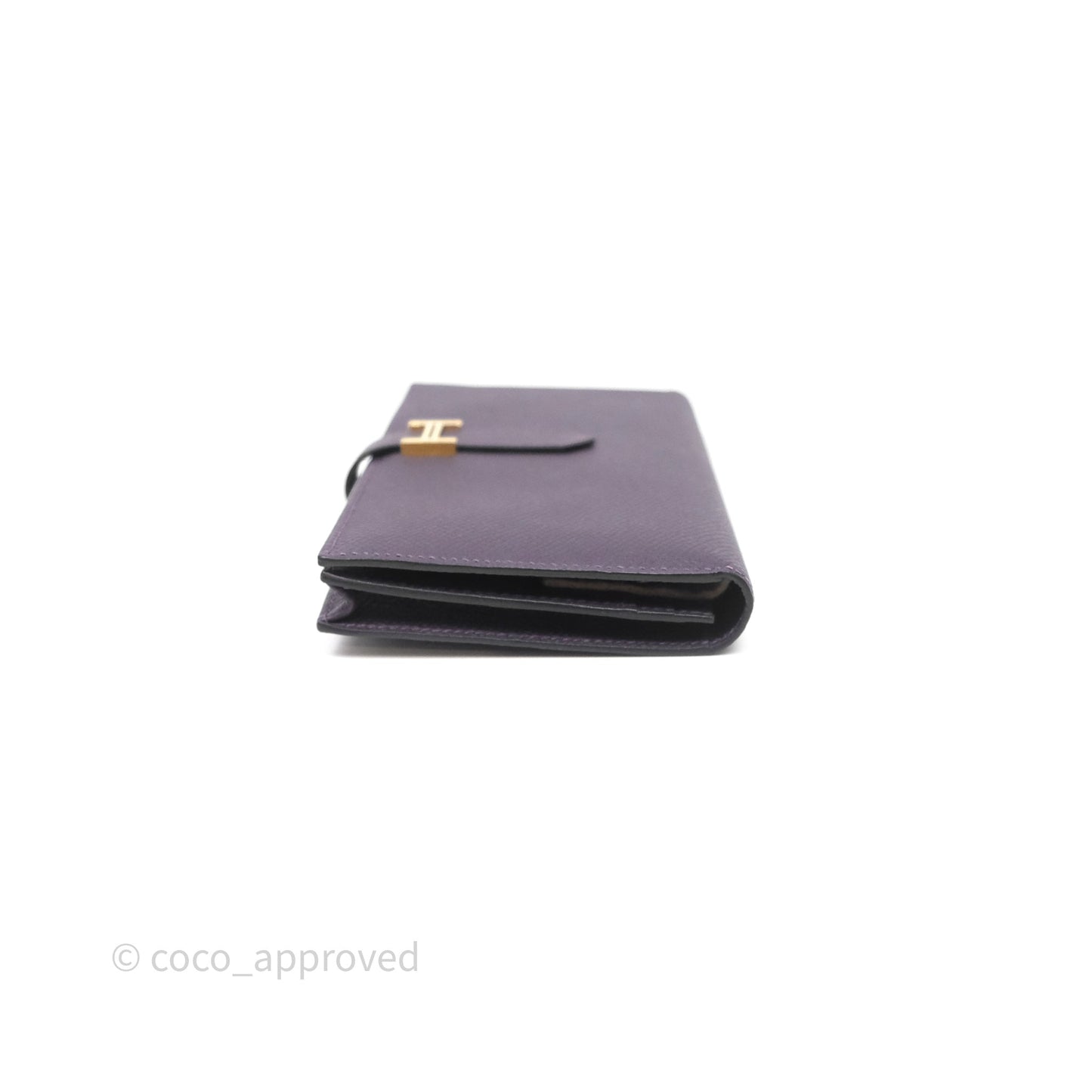 Hermès Bearn Soufflet Wallet Raisin 59 Epsom Gold Hardware
