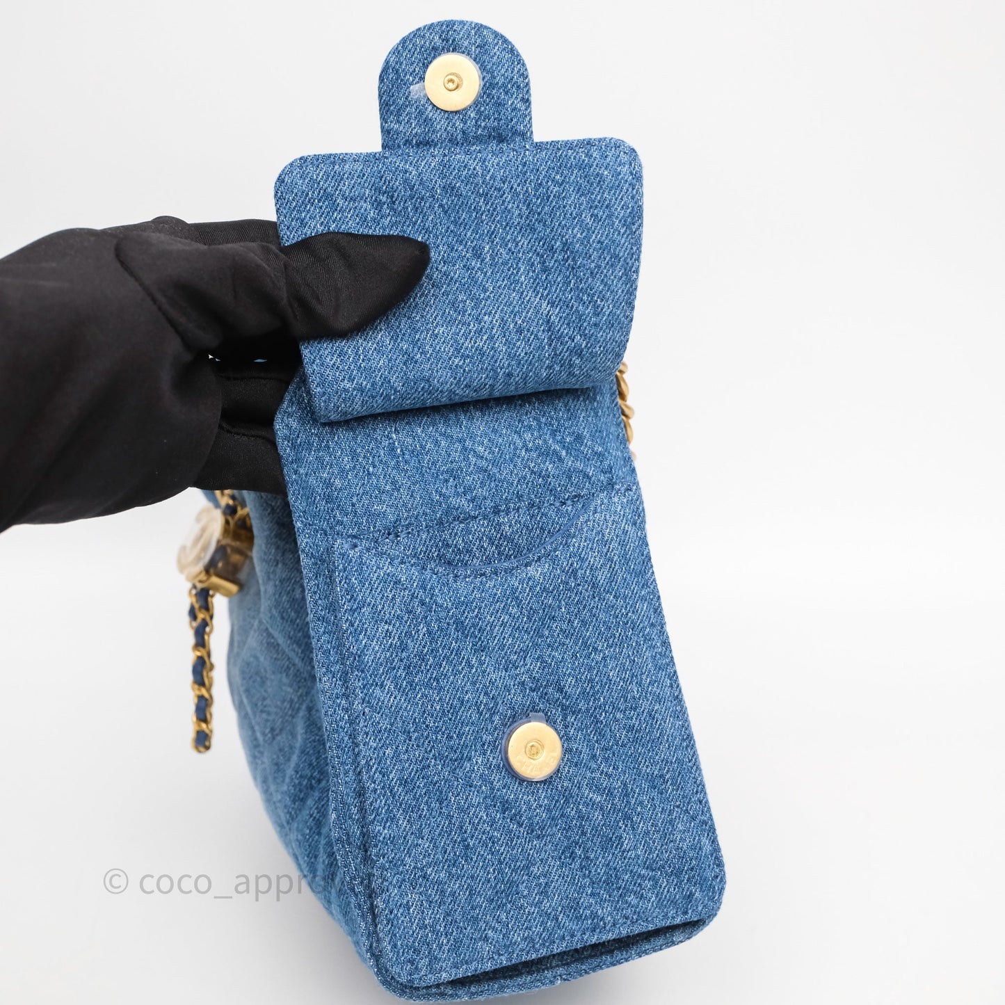 Chanel 25 Mini Washed Denim Aged Gold Hardware