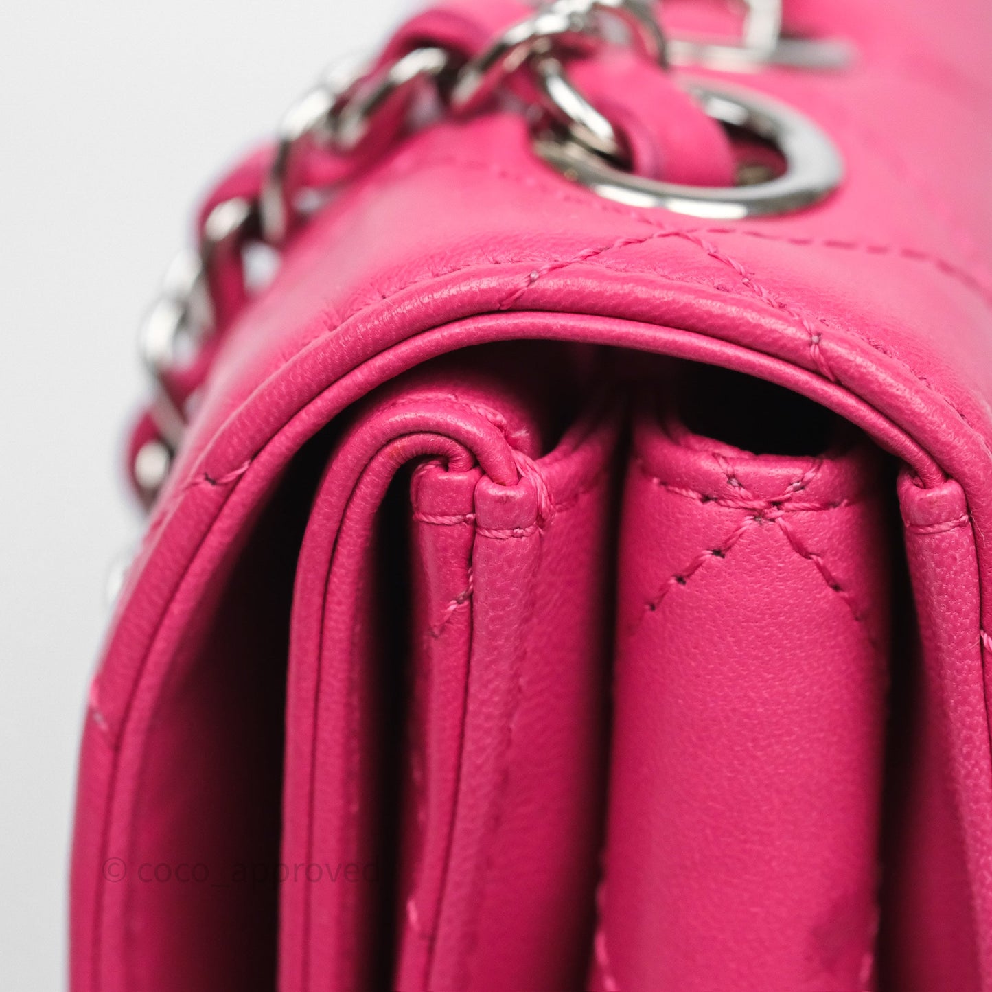 Chanel Stitched Double Flap Bag Pink Calfskin Silver Hardware