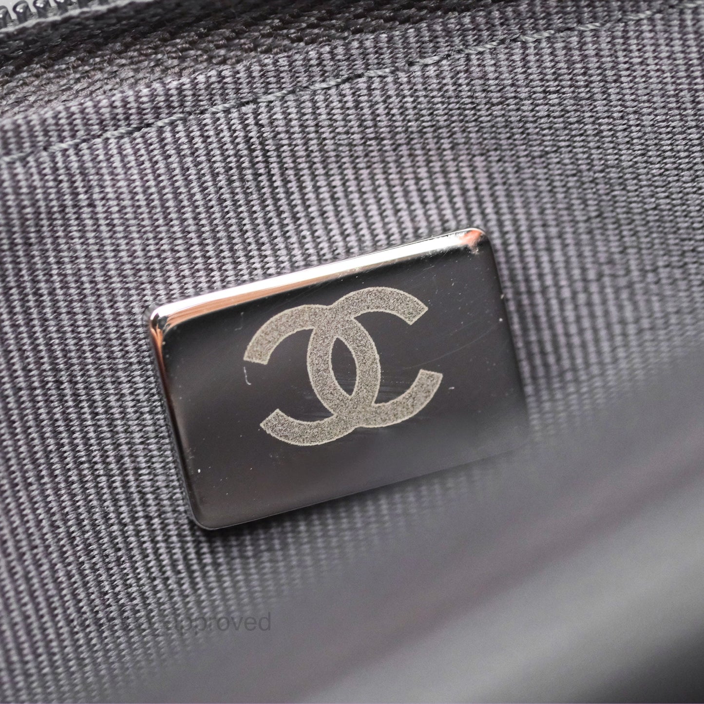 Chanel Top Handle Wallet On Chain WOC Dark Grey Calfskin Gun Metal 23K