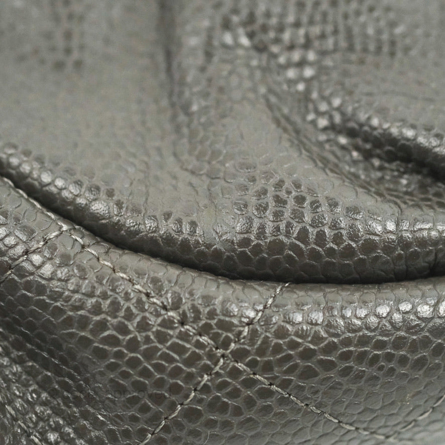 Chanel Half Moon Wallet on Chain WOC Dark Grey Caviar Silver Hardware