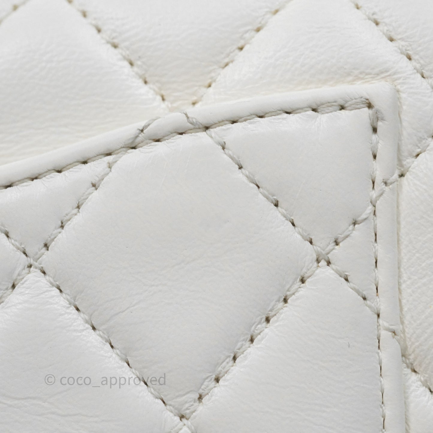 Chanel Mini Rectangular Pearl Crush Quilted White Lambskin Aged Gold Hardware