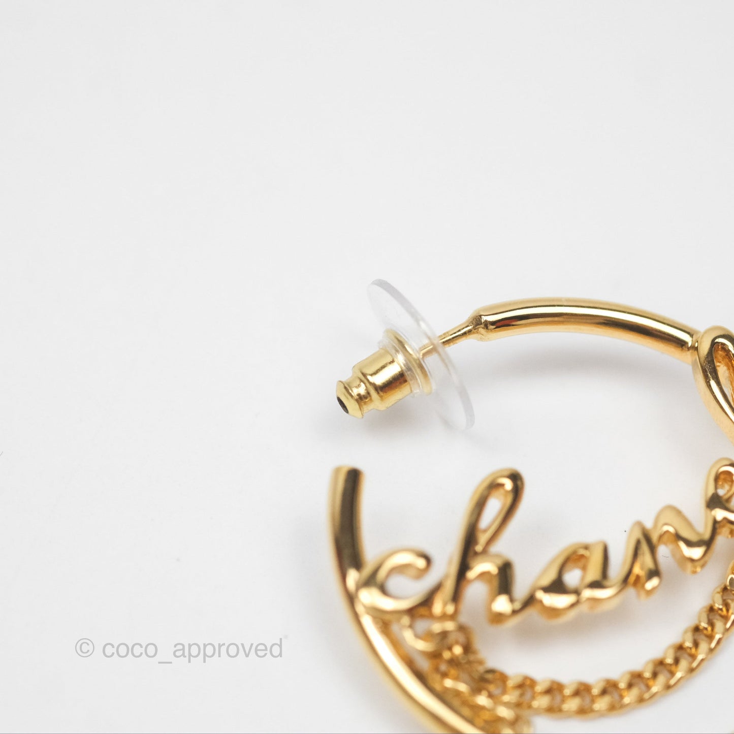 Chanel CC Logo Hoop Earrings Gold Tone 24C