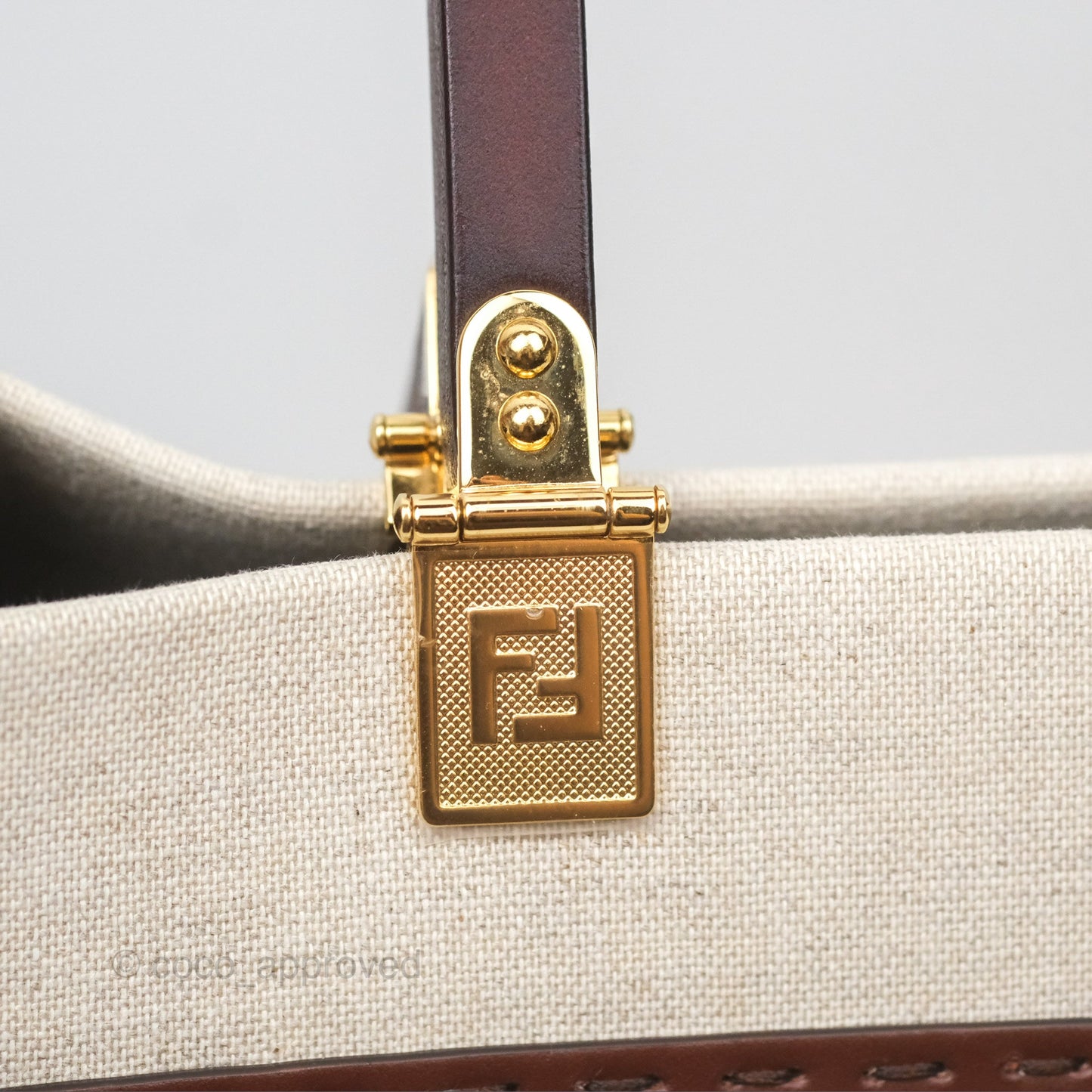Fendi Sunshine Medium Tote Beige Fabric