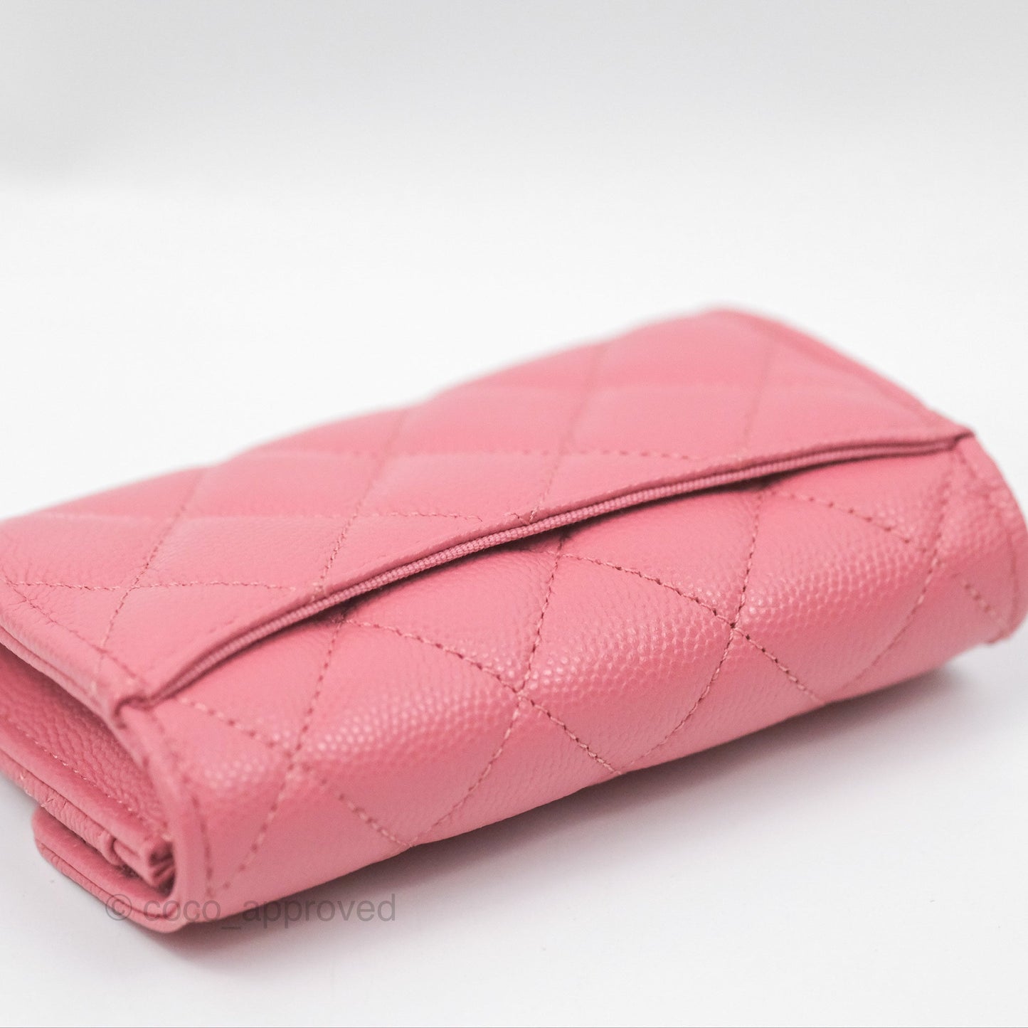 Chanel Quilted Flap Card Holder Pink Caviar Gold Hardware