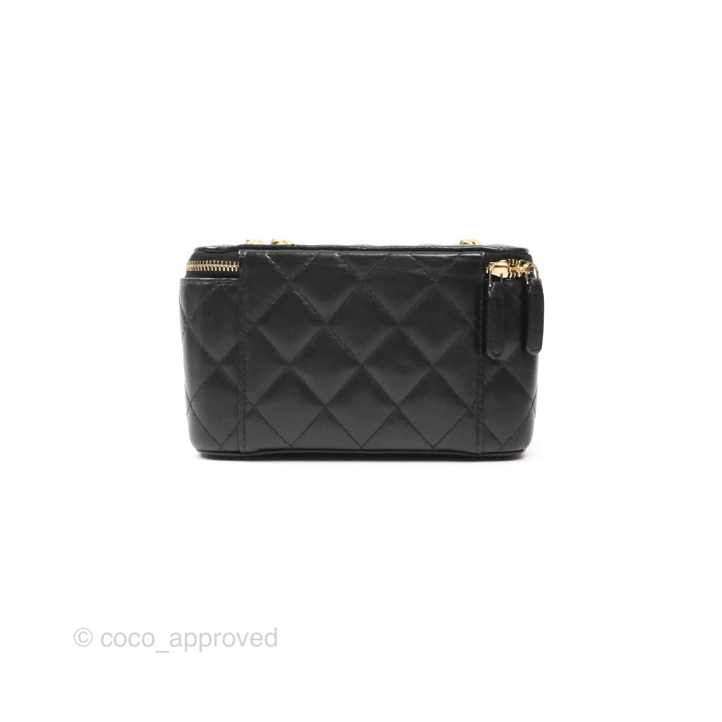 Chanel All Slide Vanity with Adjustable Chain Black Lambskin Aged Gold Hardware