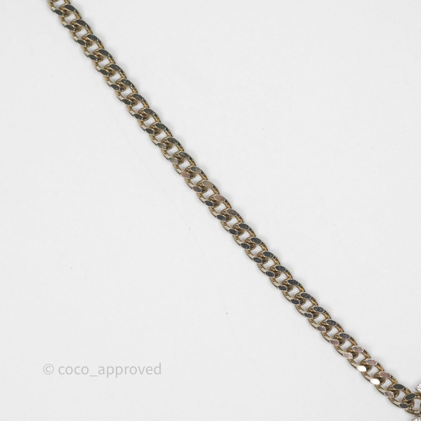 Chanel Crystal CC Black Leather Chain Choker Gold Tone 24V