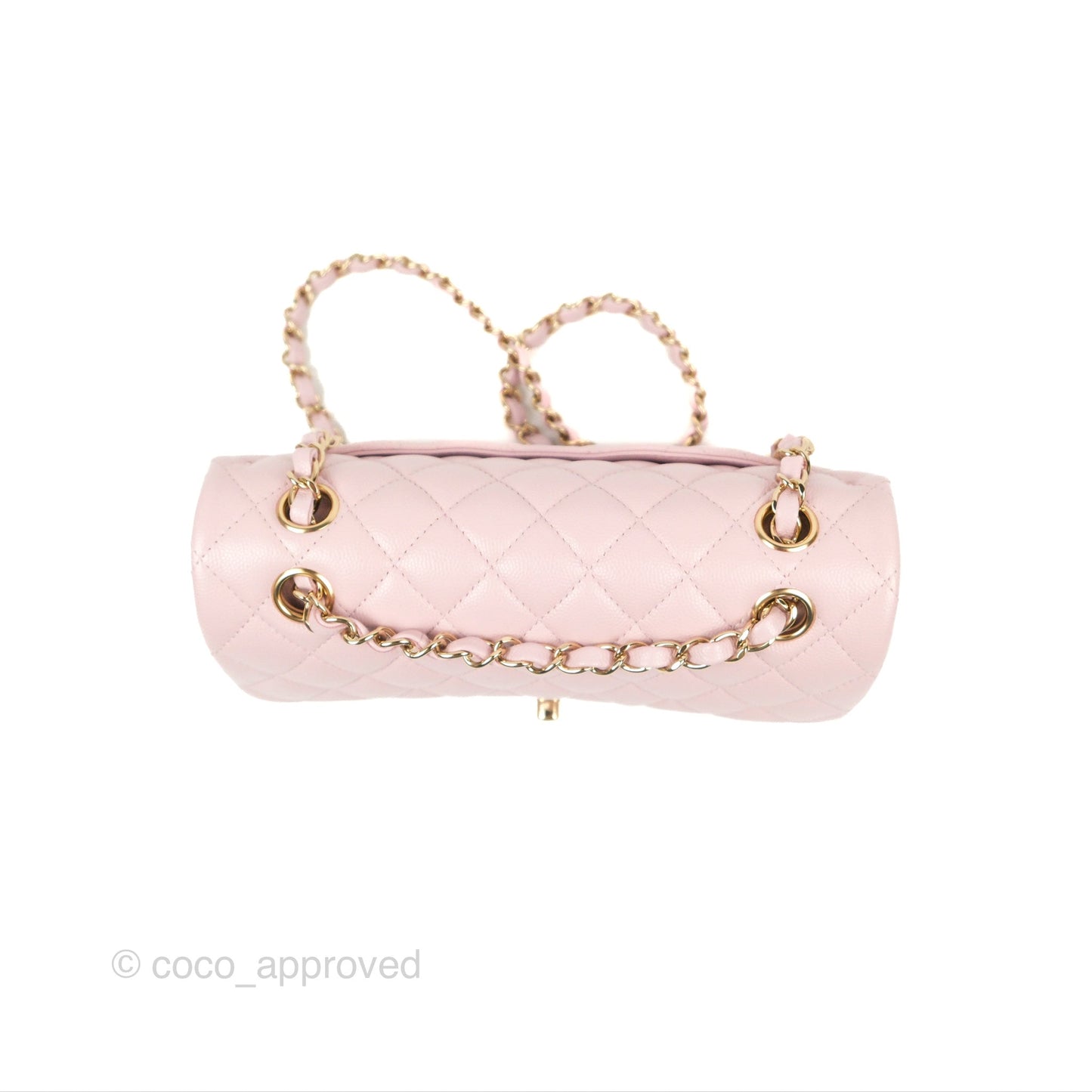 Chanel Small Classic Quilted Flap Pink Caviar Gold Hardware 21S