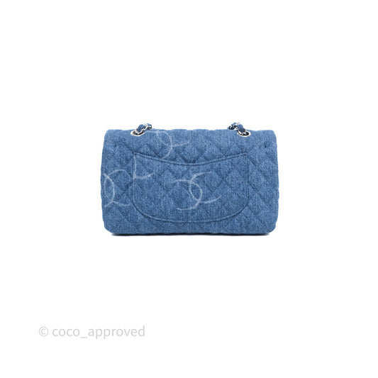 Chanel CC Denim Single Flap Bag Silver Hardware