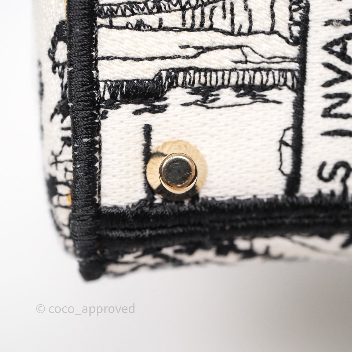 Christian Dior Mini Lady D-Lite Bag White/ Black Plan de Paris Embroidered