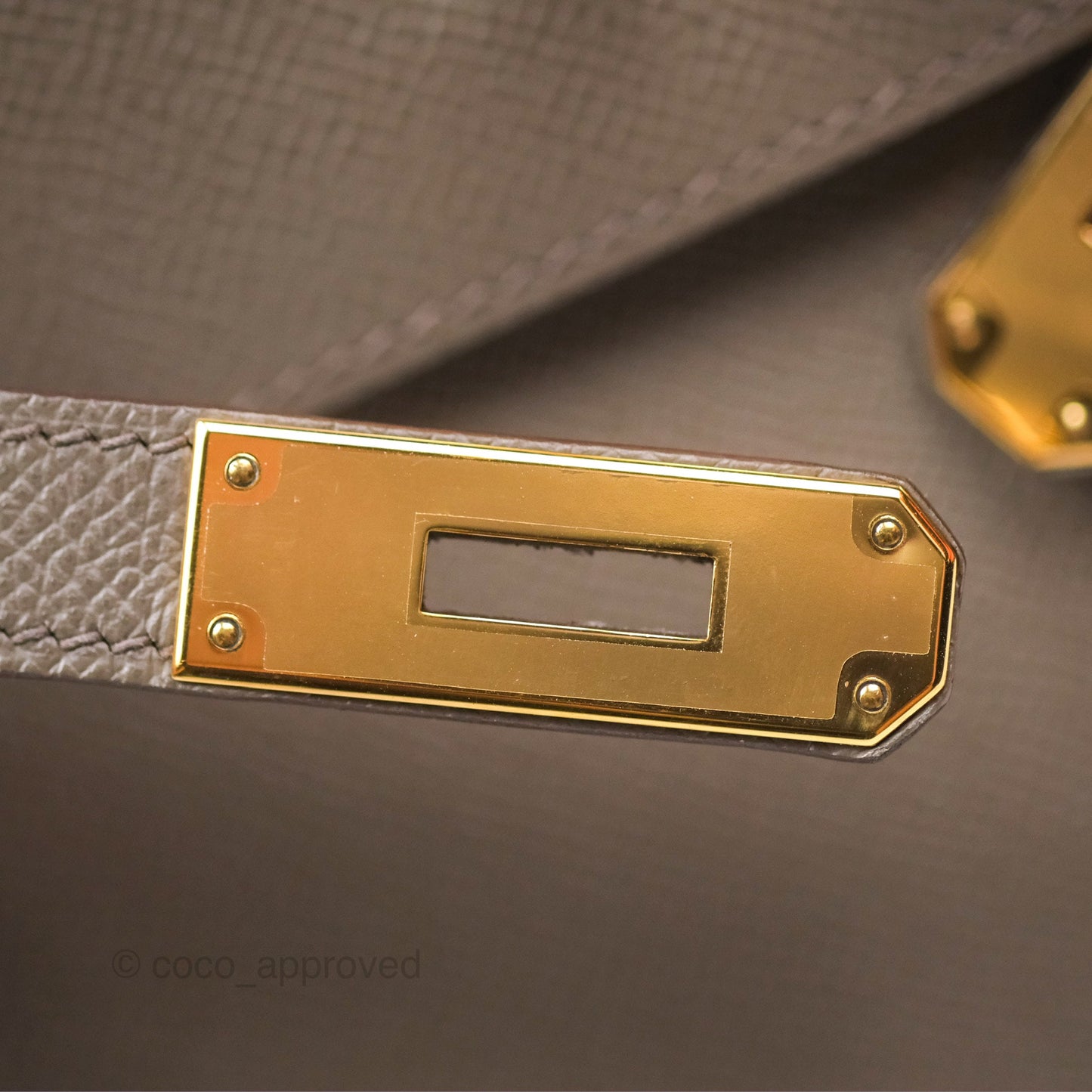 Hermès Kelly Sellier 28 Gris Etain 8F Epsom Gold Hardware