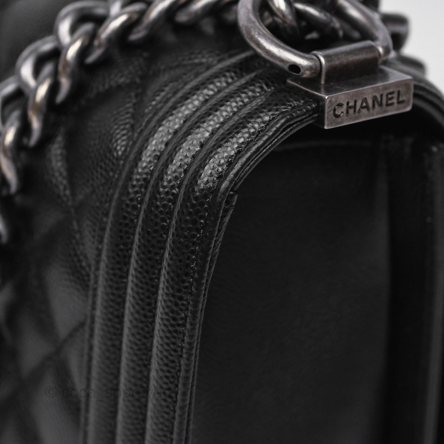 Chanel Medium Boy Quilted Black Caviar Ruthenium Hardware