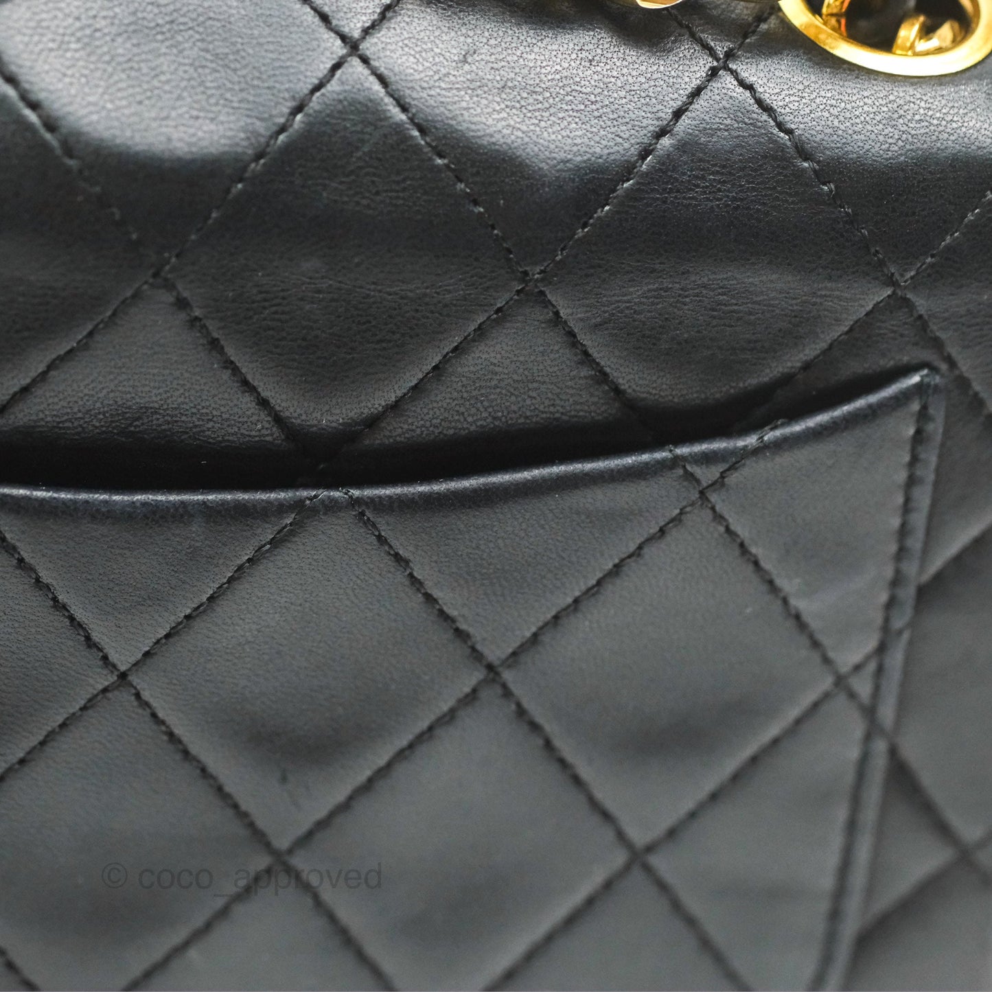 Chanel Vintage Mini Square Black Lambskin 24K Gold Hardware