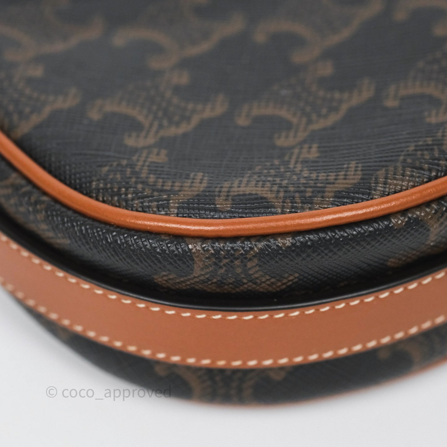 Celine Mini Ava Bag In Triomphe Canvas Calfskin Tan