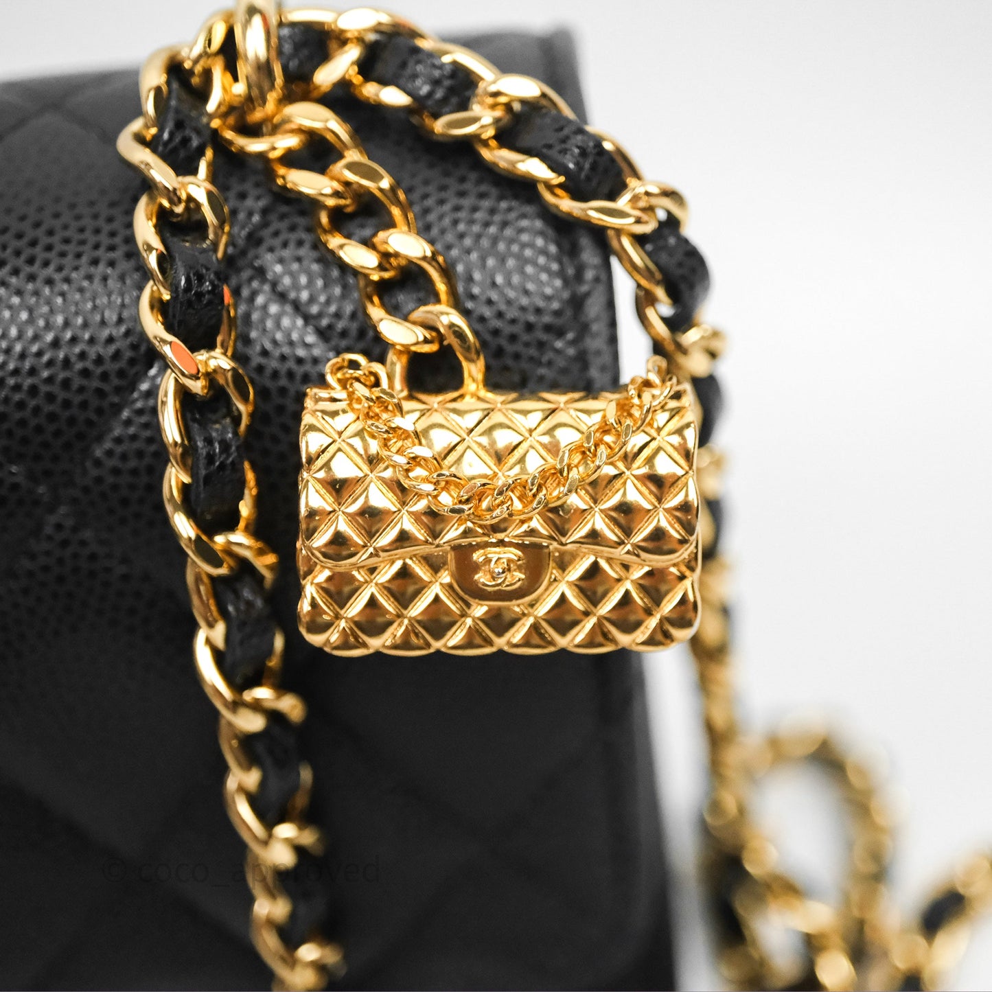 Chanel WOC Bag Charm Black Caviar Gold Hardware