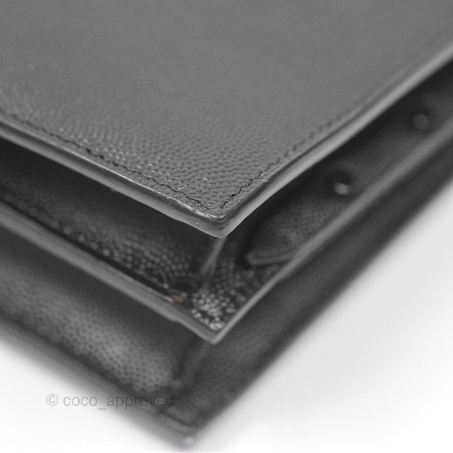 Saint Laurent Cassandra in Grain De Poudre Embossed Leather Black