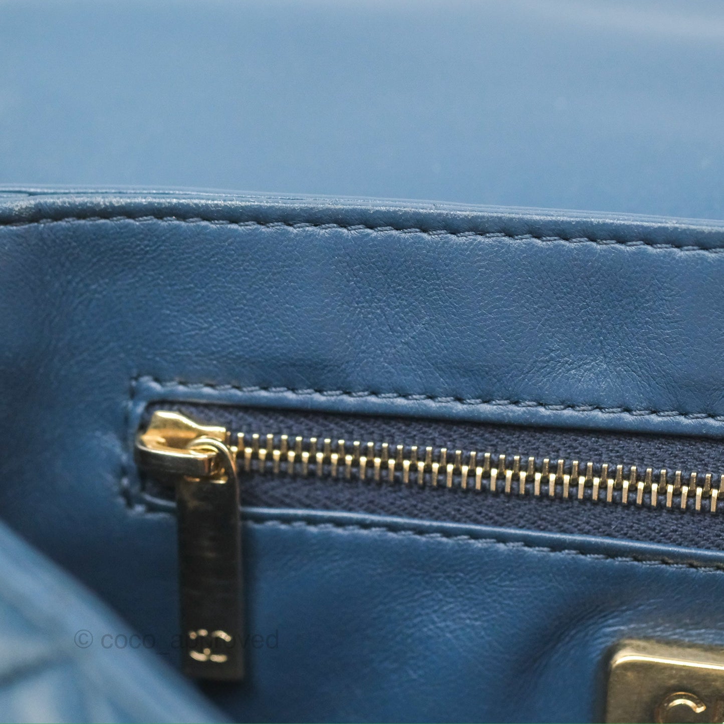 Chanel Top Handle Bag Green Blue Orylag Fur 17A