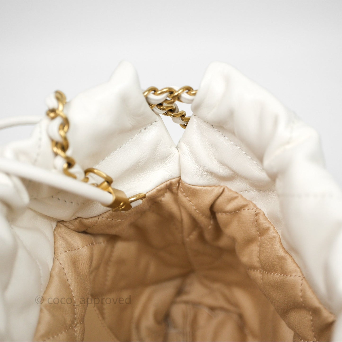 Chanel 22 Mini Bag White Shiny Crumpled Calfskin