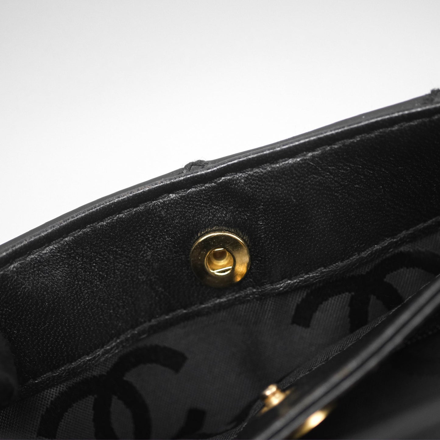 Chanel Vintage Quilted CC Tote Bag Matte Black Calfskin Gold Hardware