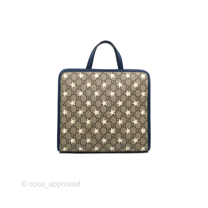 Gucci Tote Bag GG Supreme Monogram Stars Navy