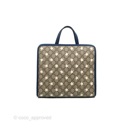 Gucci Tote Bag GG Supreme Monogram Stars Navy