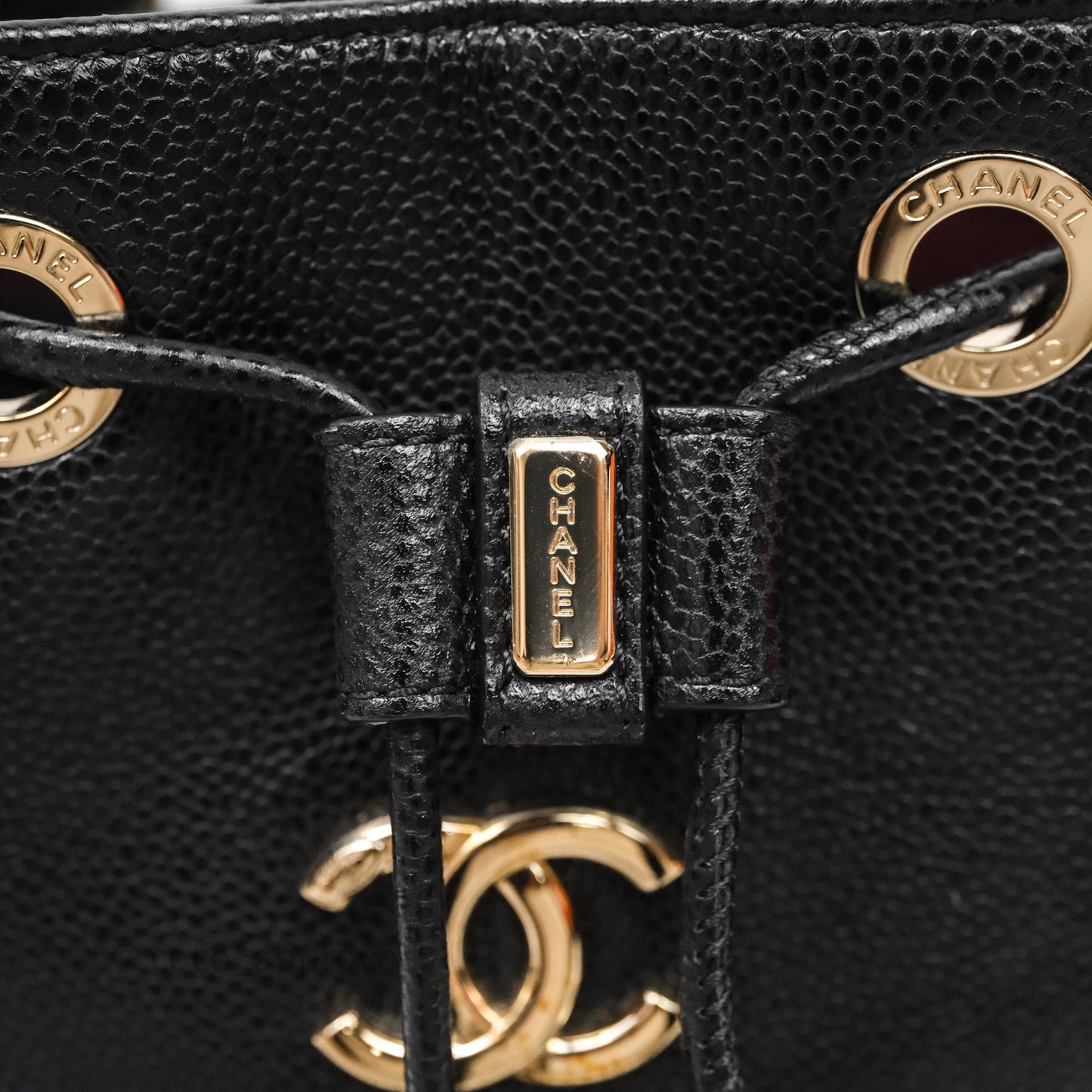 Chanel Business Affinity Drawstring Bucket Bag Black Caviar Gold Hardware