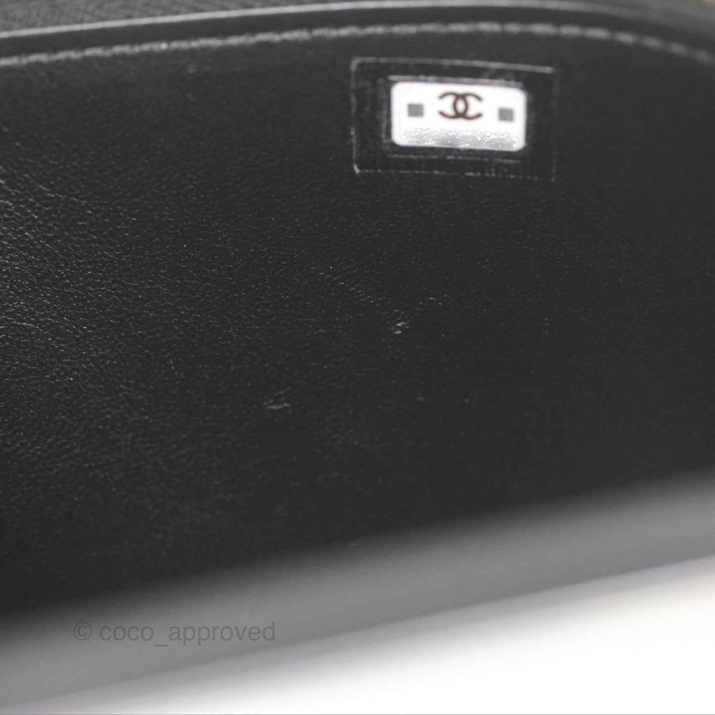Chanel Vanity Rectangular Metal Top Handle Black Lambskin Aged Gold Hardware 22B