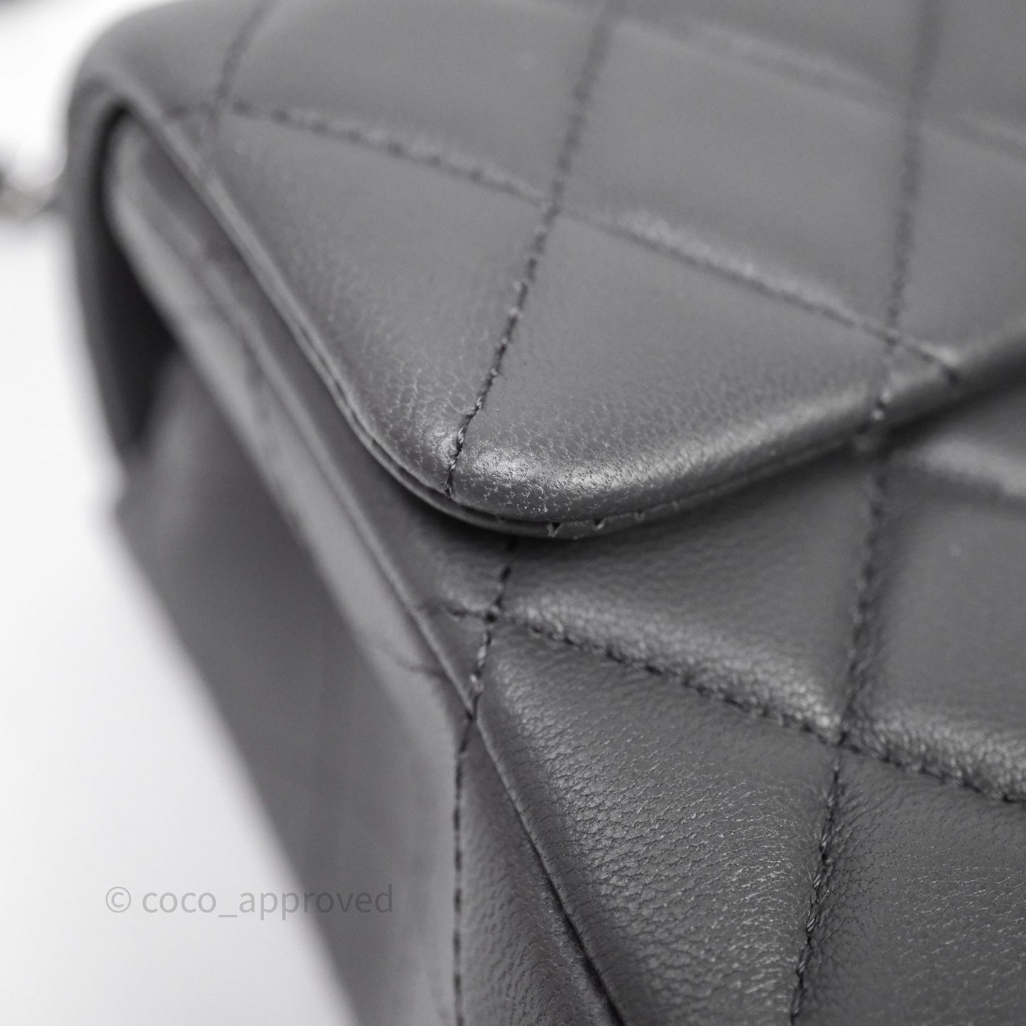 Chanel Quilted Mini Rectangular Dark Grey Lambskin Silver Hardware