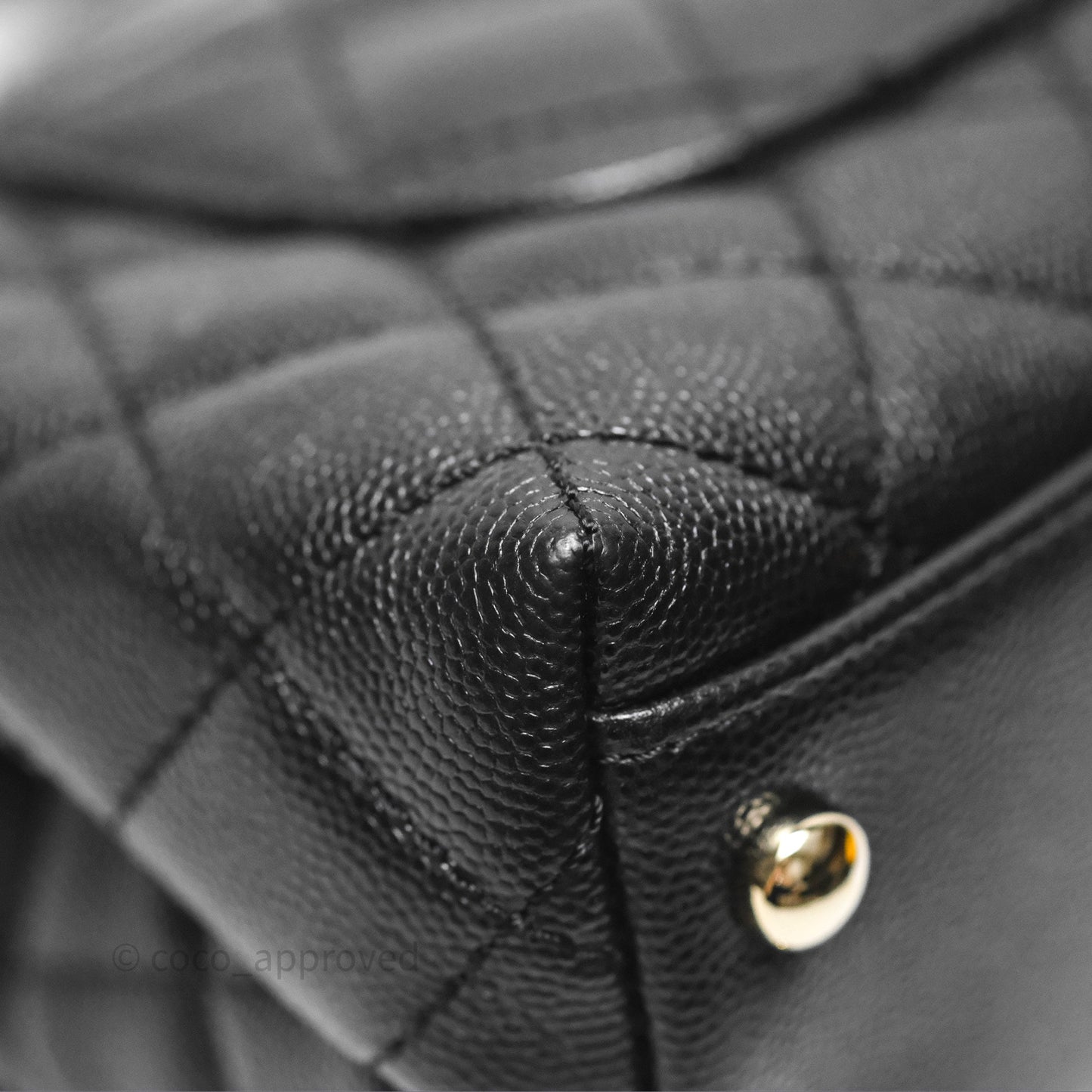 Chanel Mini Coco Handle Quilted Black Caviar Gold Hardware