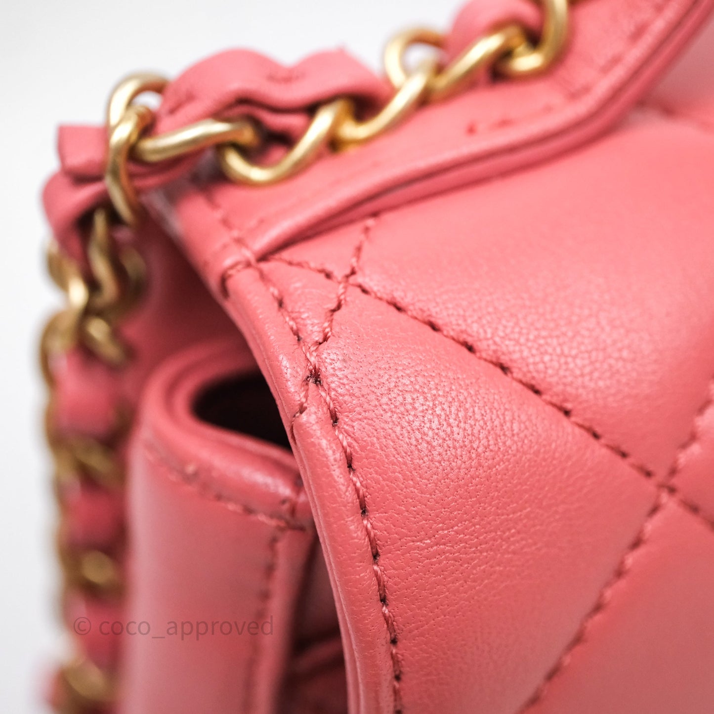 Chanel Quilted Chain Infinity Handle Bag Pink Lambskin Aged Gold Hardware