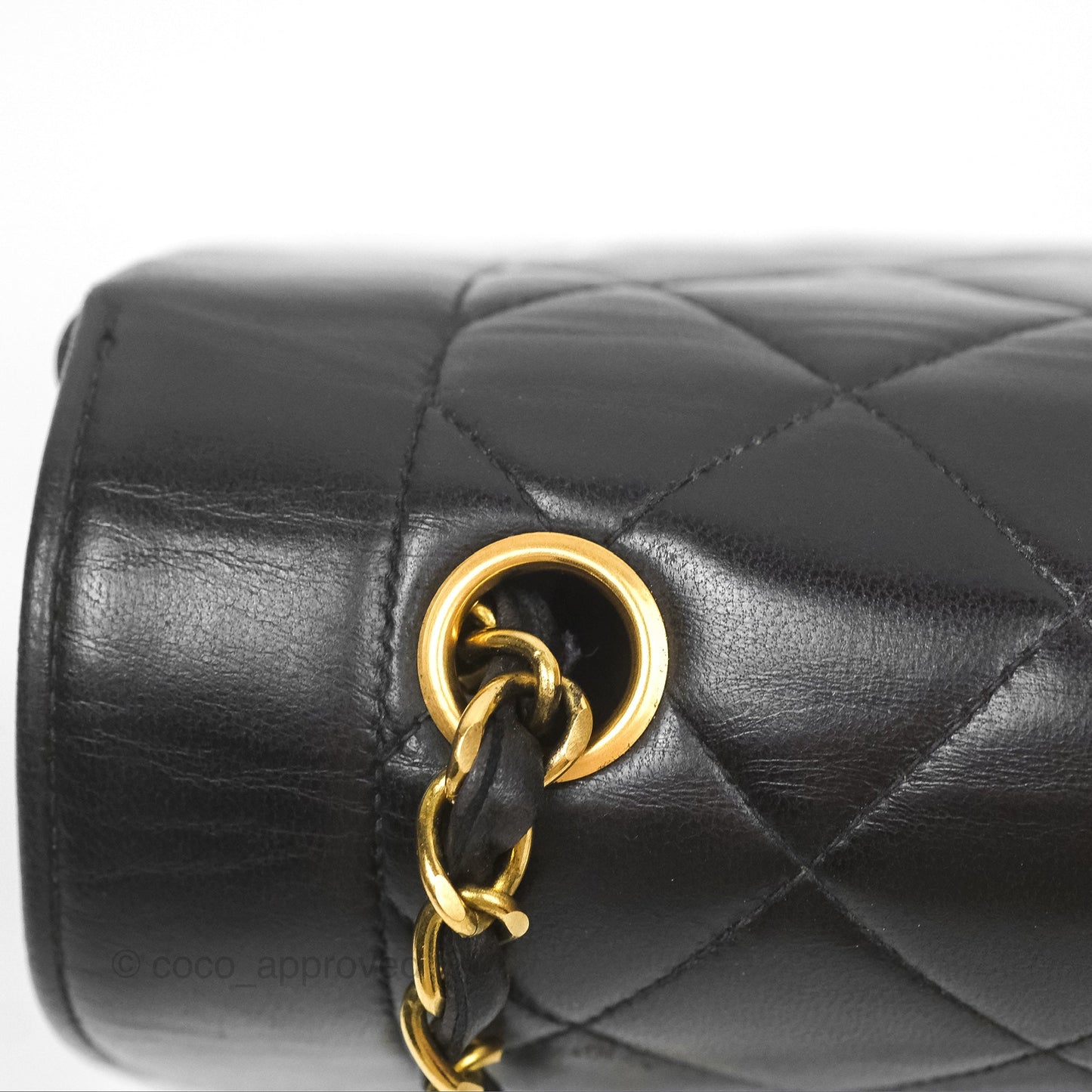 Chanel Vintage Quilted Medium Classic Diana Flap Bag Black Lambskin 24K Gold Hardware