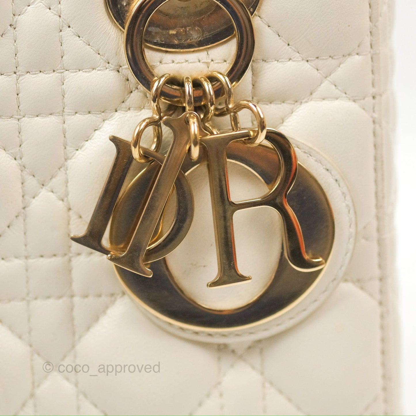 Christian Dior My ABCDior Lady Dior White Cannage Lambskin Gold Hardware