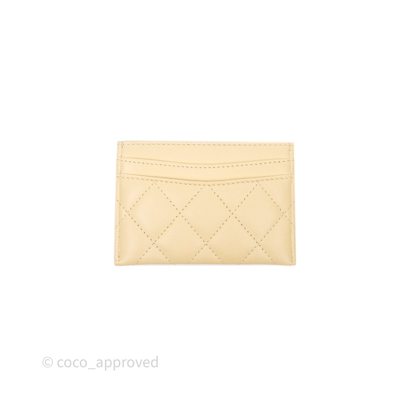 Chanel Classic Flat Card Holder Yellow Lambskin Gold Hardware