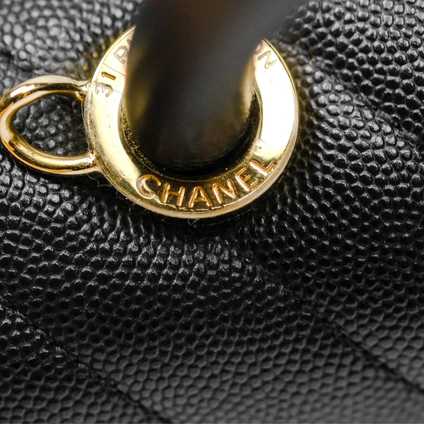 Chanel Small Coco Handle Chevron Black Caviar Gold Hardware