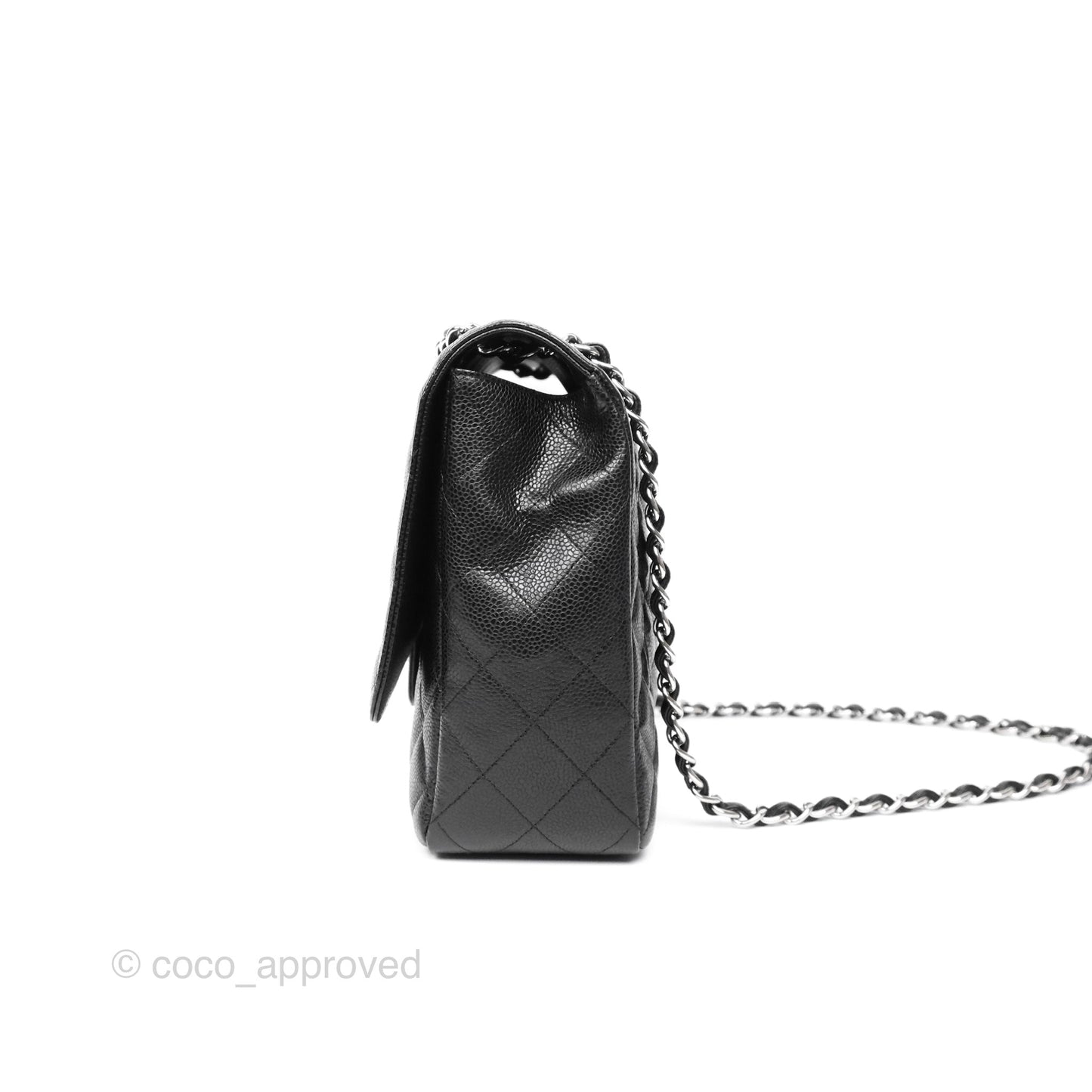 Chanel Maxi Single Flap Quilted Black Caviar Silver Hardware