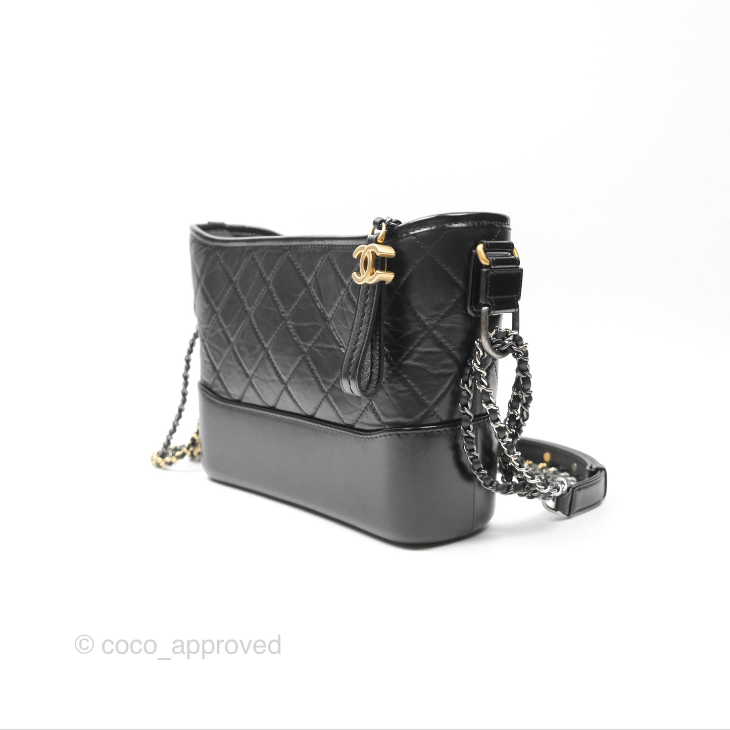 Chanel New Medium Gabrielle Hobo Quilted Black Aged Calfskin