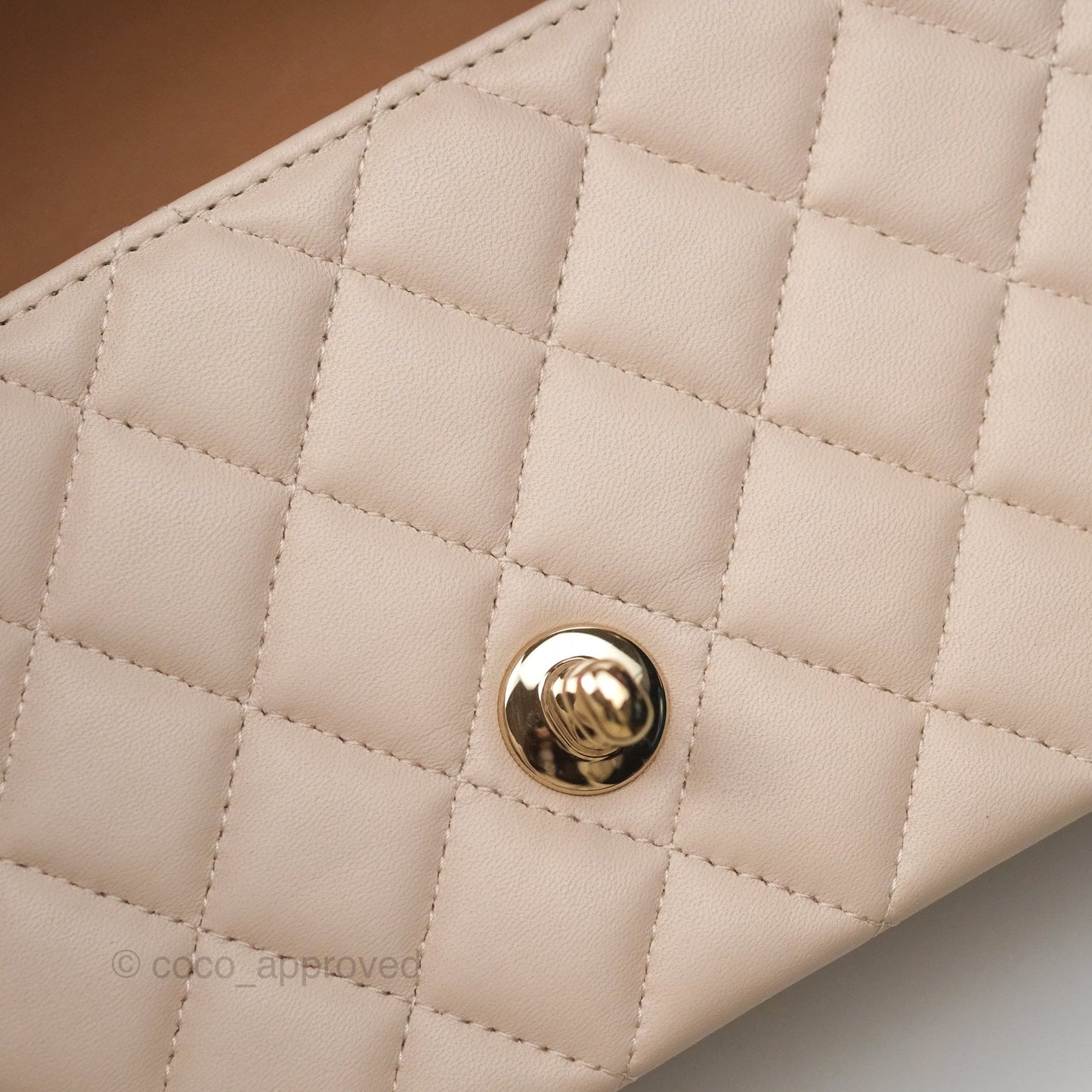 Chanel Top Handle Mini Rectangular Flap Bag Ecru/Beige Lambskin Gold Hardware 23P