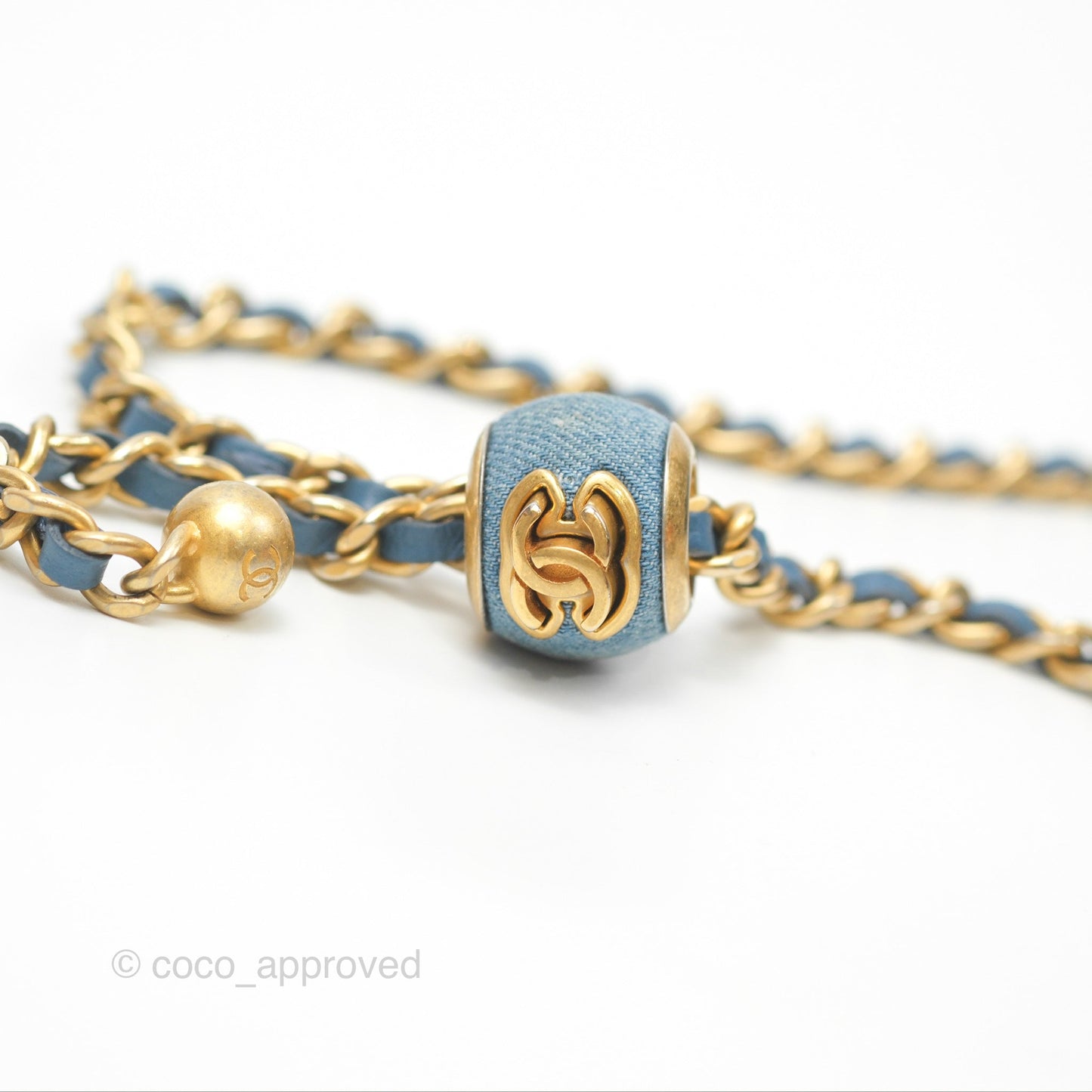 Chanel Mini Pearl Crush Vanity With Chain Denim Aged Gold Hardware
