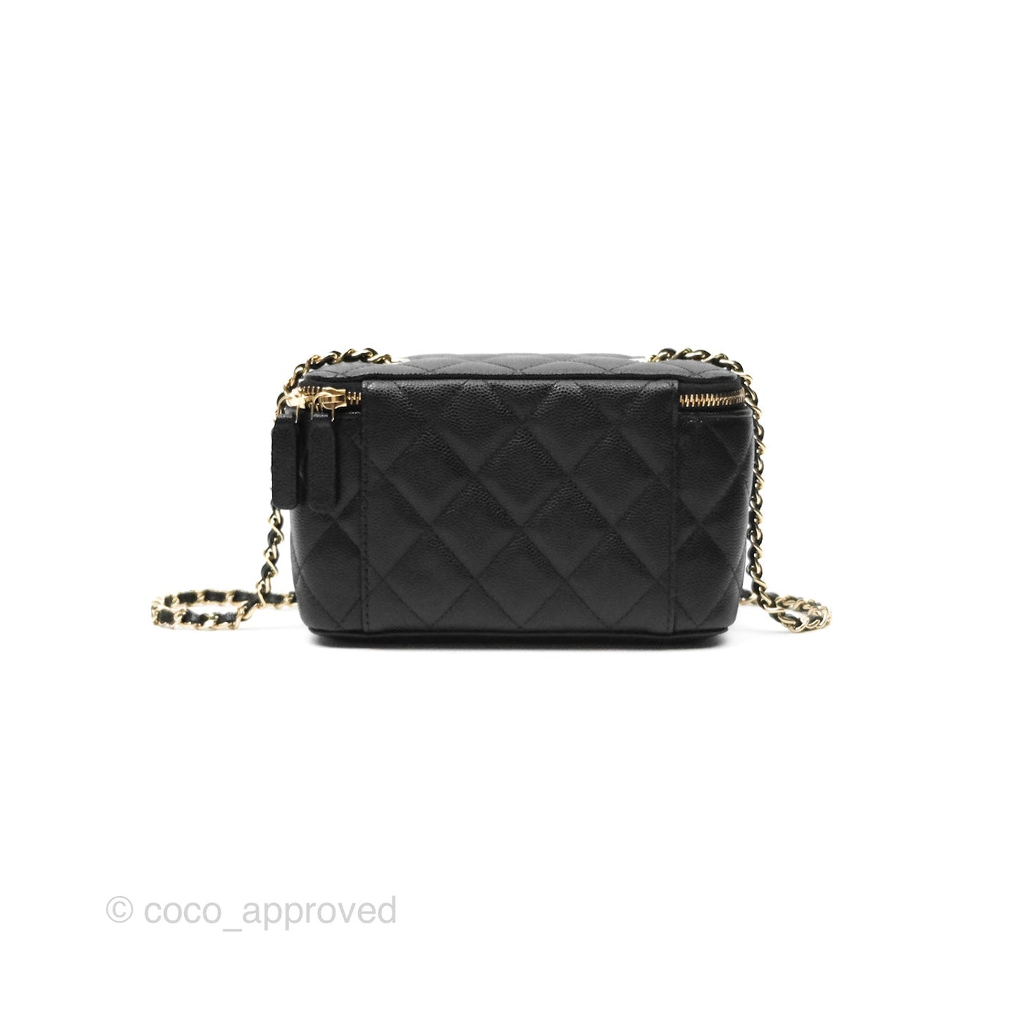 Chanel Vanity Rectangular With Chain Black Caviar Gold Hardware