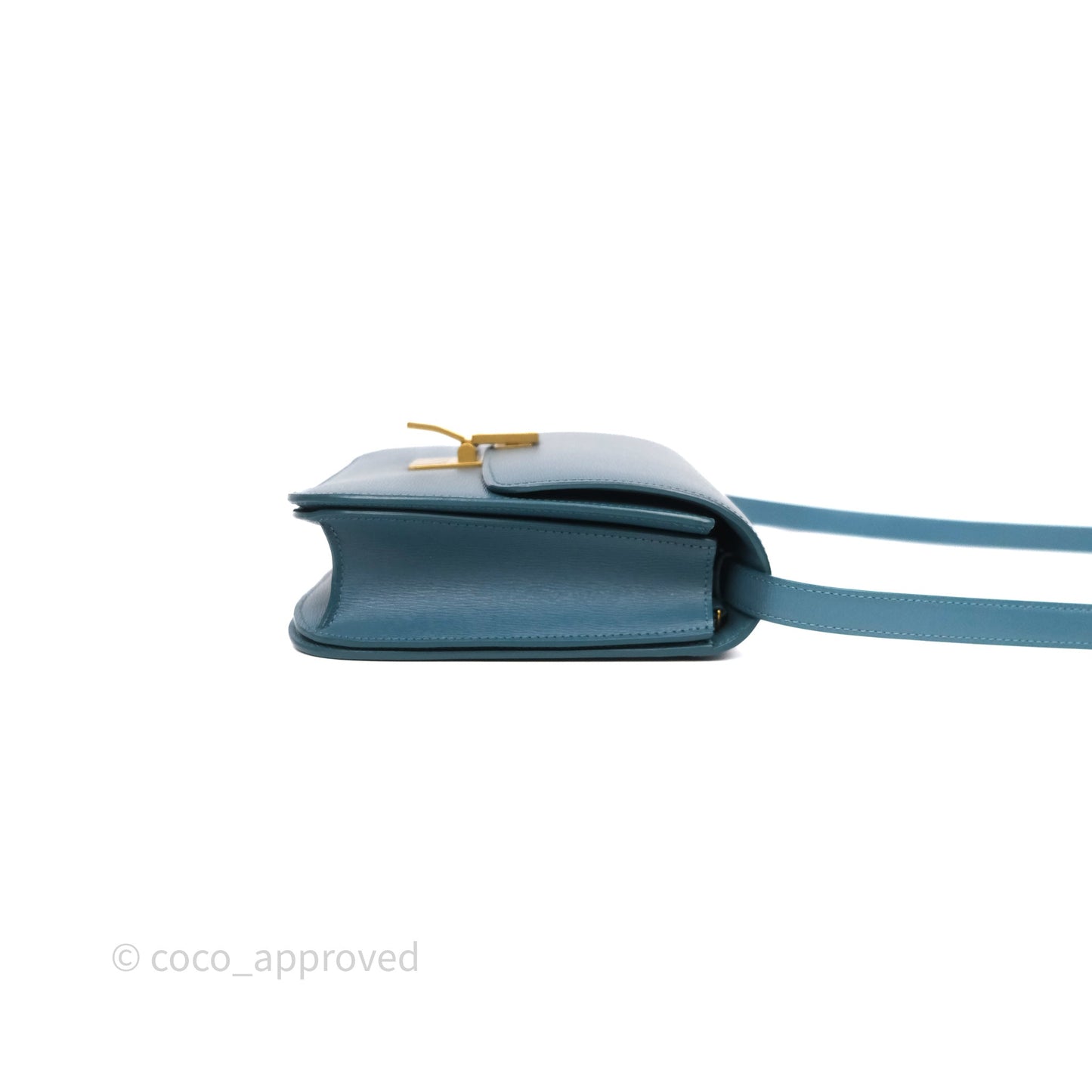 Celine Medium Classic Box Flap Blue Green Calfskin Gold Hardware