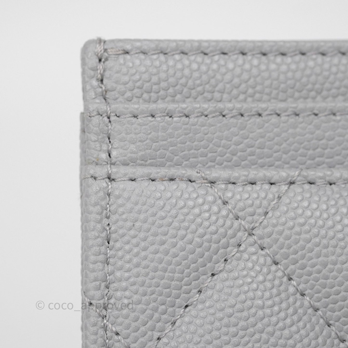 Chanel Card Holder Grey Caviar Gold Hardware