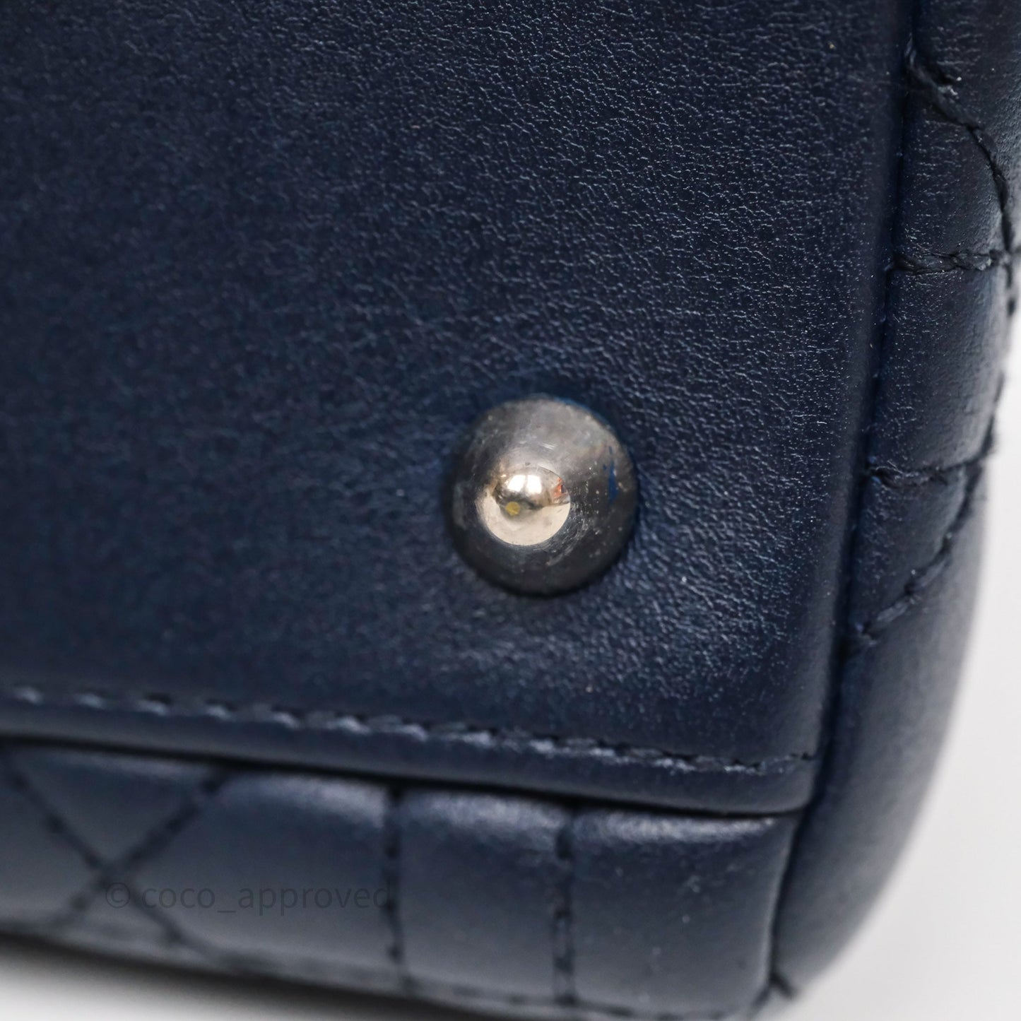 Christian Dior Medium Lady Dior Navy Lambskin Silver Hardware